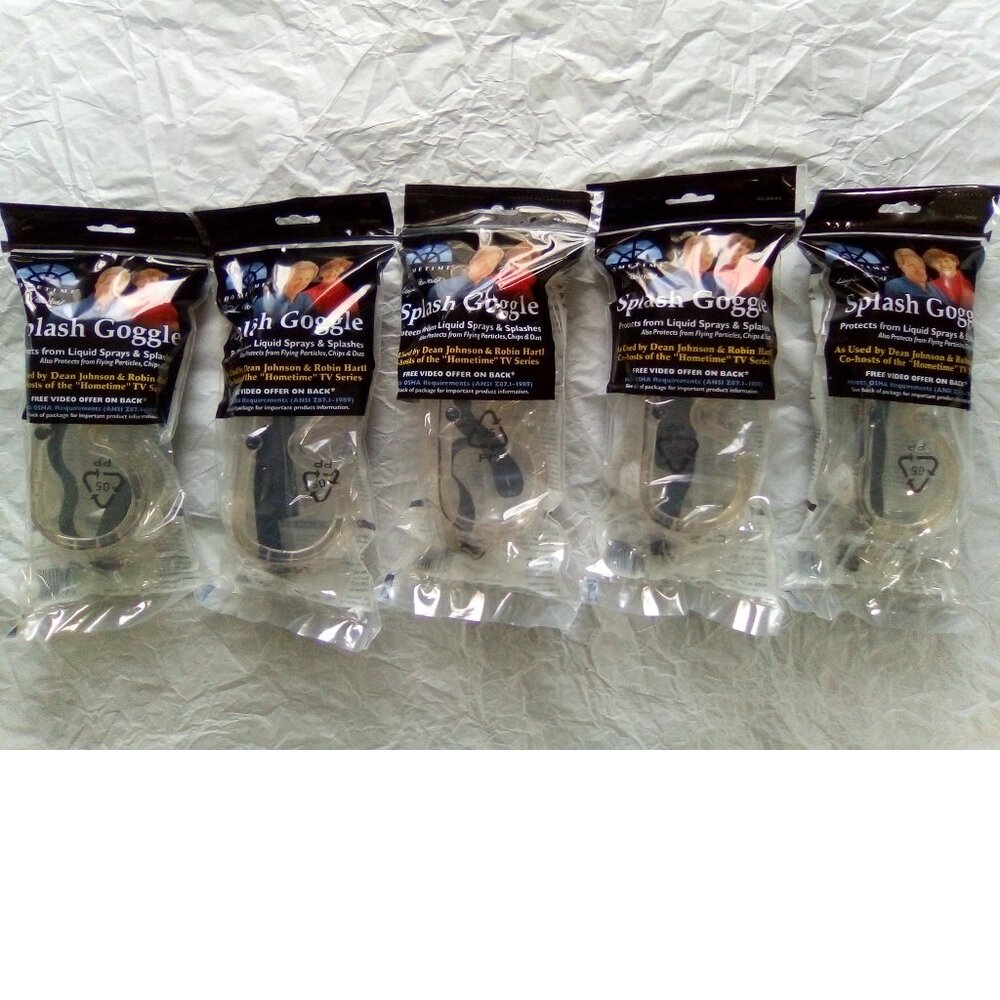 5 Pairs of Hometime Safety Glasses - Splash Goggle